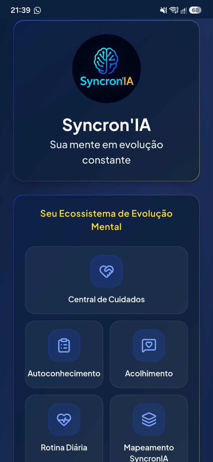Perfil Syncron'IA com ecossistema de evolução mental