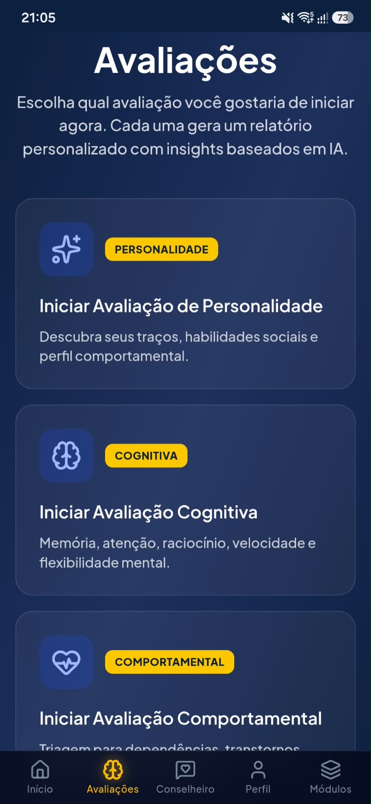 Tela de avaliações especializadas do Syncron'IA